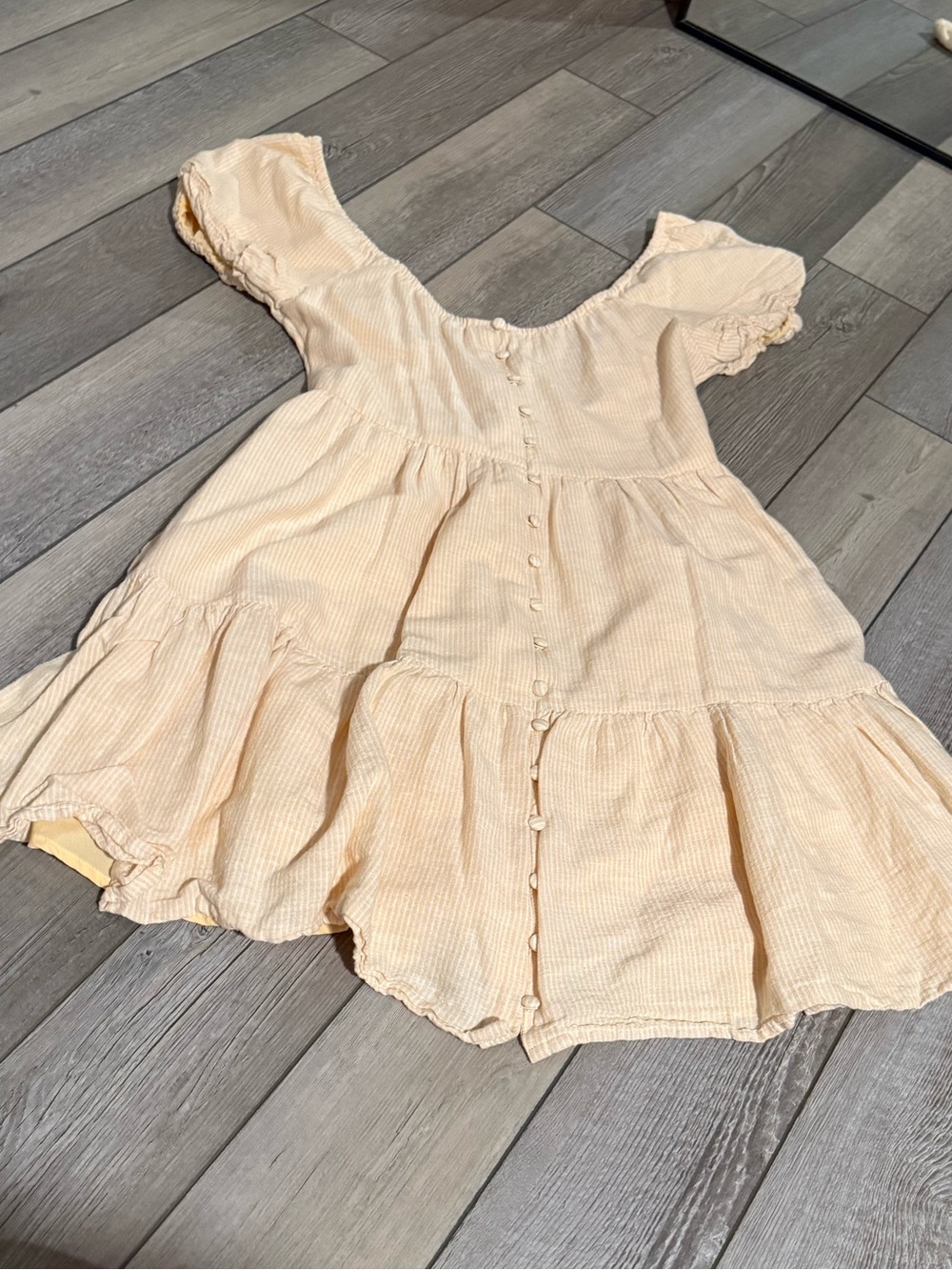 American Eagle Outfitters Yellow Tiered Button Front Babydoll Dress